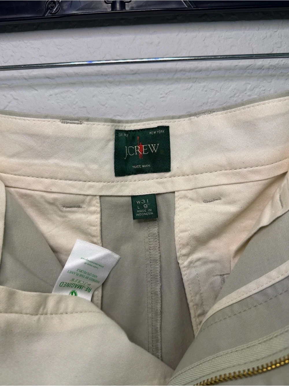 J. Crew Cream and Light Gray Two-Tone Cotton Trousers - Size 31